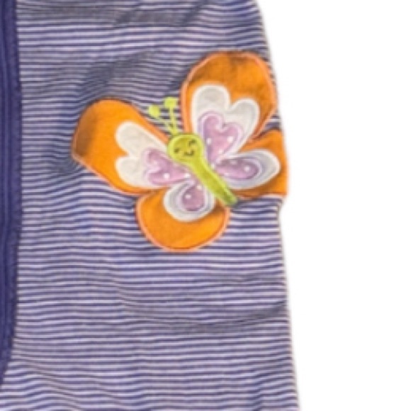 3/$20 CARTER’S 9M Purple & White Striped Butterfly Snap Button Footie Sleeper - Picture 3 of 3